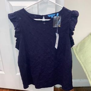 NWT Navy Draper James flutter sleeve tank